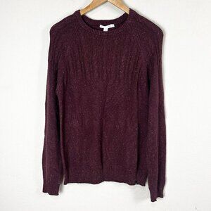 Threads 4 Thought Fleck‎ Knit Raglan Crew Sweater Burgundy Cableknit Size Small